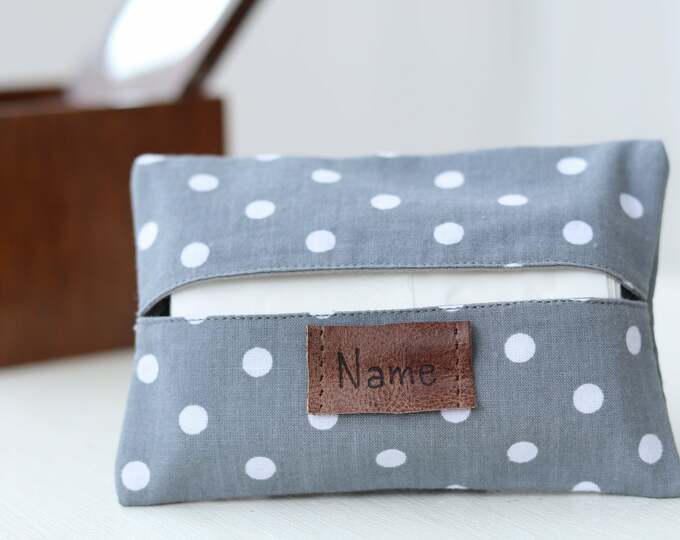 Personalized Travel Tissue Holder, Elegant gray 50th birthday idea, gifts for mom, Tissue Pocket Holder