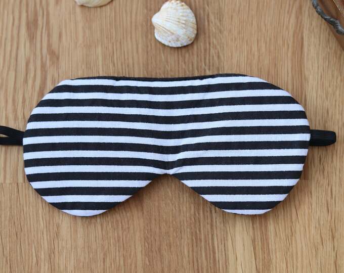 Adjustable sleeping eye mask, black and white stripes cotton travel gifts, Organic Eye cover for Travel