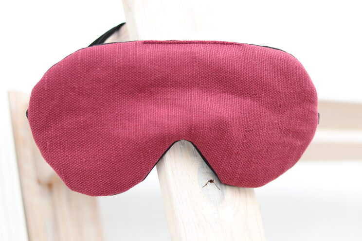 Adjustable Burgundy Linen Mask, Sleeping Eye Mask, Linen Both Sides, Travel Gifts, Eye Cover For Travel Active 