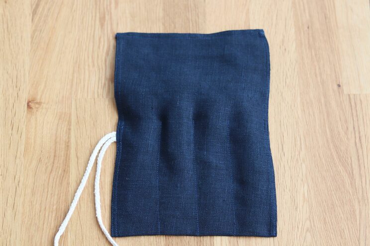 Reusable Cutlery Roll Navy Blue Linen, Personalized Cutlery Wrap For Travel, Zero Waste Utensils Holder For Picnic