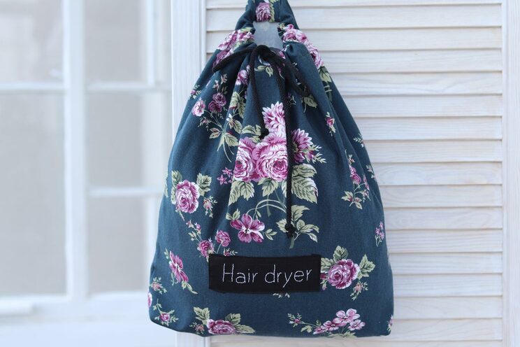 Hair Dryer Bag, Floral Blow Dryer Holder, English Style Decor, Hair Accessories Organizer, Hair Dryer Bag With Name