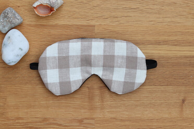 Adjustable Sleeping Eye Mask, Beige Linen Travel Gifts, Eye Cover For Travel