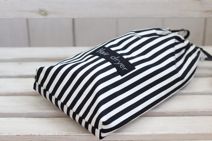 Black White Stripes Hair Dryer Bag Elegant Personalized Blow Dryer Organizer