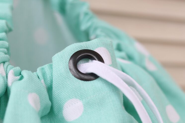 Personalized Kids Laundry Hamper, Turquoise Baby Polka Dot Laundry Storage Bag
