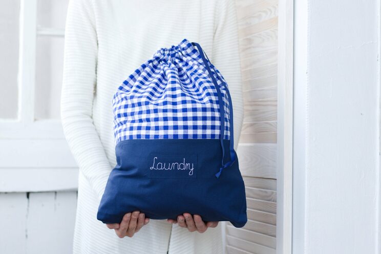 Travel Lingerie Bag, Dirty Clothes Bag, Travel Accessories, Travel Laundry Bag, Checkered, Grating, Chequered Fabric,