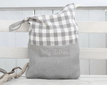 Sac de lingerie en lin, sac de voyage à lessive, accessoires de voyage gris étiquette personnalisée, sac à chaussures vichy, cadeau de lune de miel à carreaux, sac de sous-vêtements