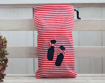 Red Stripes skotaskeorganisator, sød rejseskotaske, original gave til hende