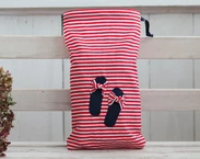 Red Stripes shoe bag organizer, Cute Travel Shoe Bag, original gift for her