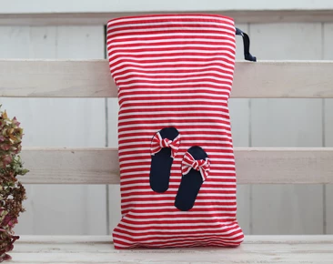 Organizer do torby na buty Red Stripes, Cute Travel Shoe Bag, oryginalny prezent dla niej