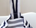 Personalized Cotton Laundry Bag, Navy Blue Stripes Laundry Hamper For College, Nautical Lingerie Camp Bag