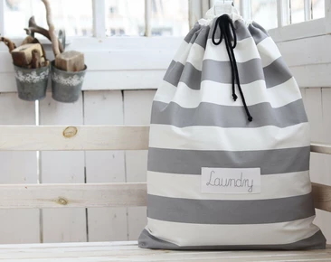 Personalized Laundry Hamper, Cotton gray stripes laundry organizer for dirty clothes