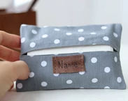 Porte-mouchoirs de voyage personnalisé, idée d'anniversaire gris élégant 50e, cadeaux pour maman, porte-poche en tissu