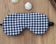 Regulowana maska na oczy do spania, upominki podróżne z bawełny w czarno-białą kratkę, Organic Eye Cover for Travel