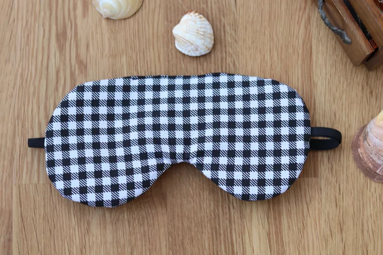 Regulowana maska na oczy do spania, upominki podróżne z bawełny w czarno-białą kratkę, Organic Eye Cover for Travel