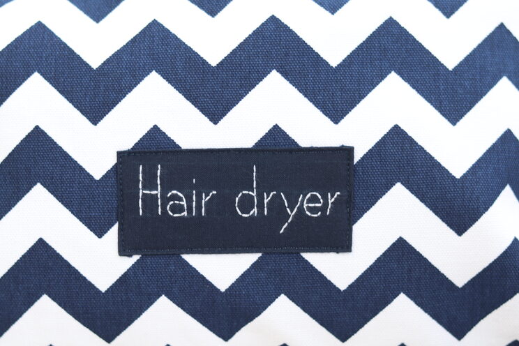 Navy Blue Chevron Hair Dryer Holder Personalized Hair Dryer Bag For Guests House