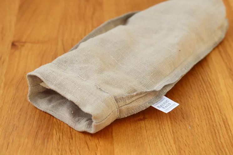 Linen Zero Waste Utensils Wrap, Beige Reusable Cutlery Holder for travel, Drawstring pouch for Picnic 