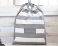Personalized Laundry Hamper, Cotton Grey Stripes Laundry Organizer For Dirty Clothes, Nursery Storage