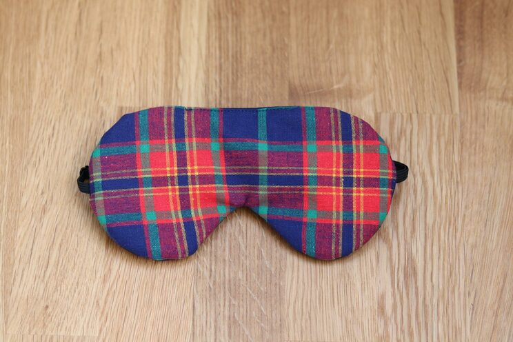 Adjustable Sleeping Eye Mask Scotch Cotton, Tartan Christmas Gift, Organic Eye Cover For Travel Checker Fabric