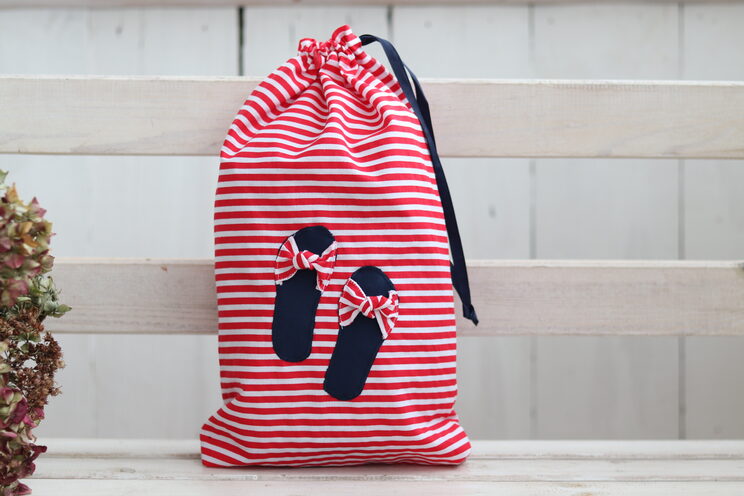 Red Stripes Shoe Bag Organizer, Cute Travel Shoe Bag, Original Gift For Her