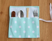Reusable Cutlery Roll, Cotton Cutlery Wrap for travel, Zero Waste Utensils Holder for Picnic