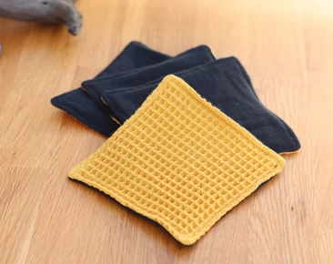 Reusable face pads 5" Extra Large set of 4, Cotton Cleaning Organic pads, Zero waste lifestyle, waffle cotton, black flannel