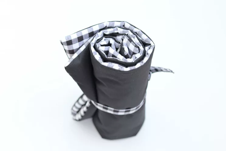 Travel Pet Blanket Personalized, Black White Check Dog Or Cat Roll Up Mat, Portable Bad Cover Outdoor Fabric, Medium