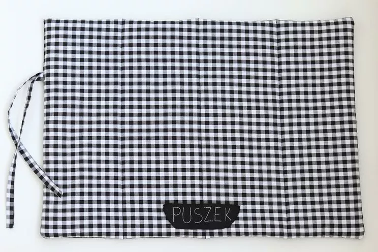 Travel Pet Blanket Personalized, Black White Check Dog Or Cat Roll Up Mat, Portable Bad Cover Outdoor Fabric, Medium