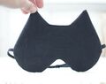 Black Adjustable Cat Eye Mask, Black Linen Eye Cover For Travel, Travel Gifts For Her