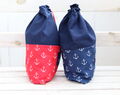 Personalized Travel Pouches For Kids, Zero Waste Mask Organizer, Kindergarten Clean And Dirty Lingerie Bags, Navy Blue