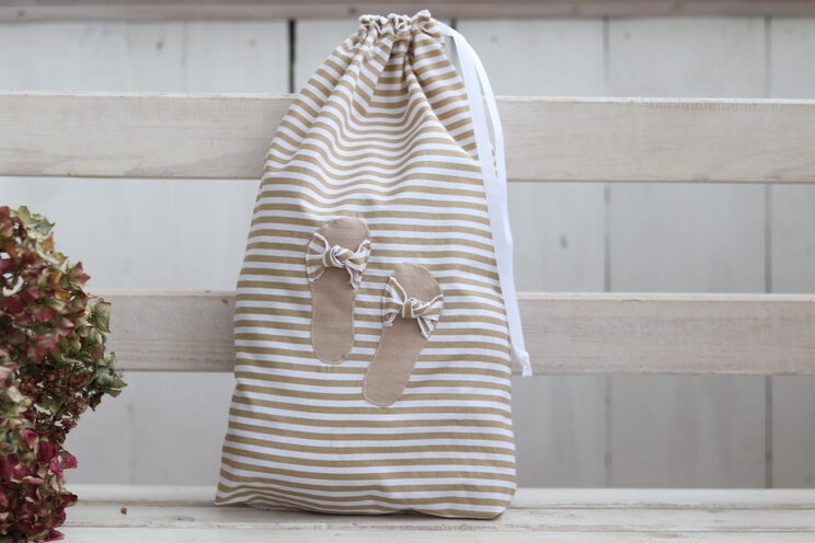 Organizér Na Tašky Na Topánky Beige Stripes, Cute Travel Shoe Bag, Originálny Darček Pre ňu