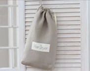 Beige linen hair curler storage, Hair dryer bag for beach house, Airbnb blow dryer organizer, hair curler storage, hair straightener holder, hair accessories bag 