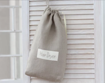 Beige linen hair curler storage, Hair dryer bag for beach house, Airbnb blow dryer organizer, hair curler storage, hair straightener holder, hair accessories bag 