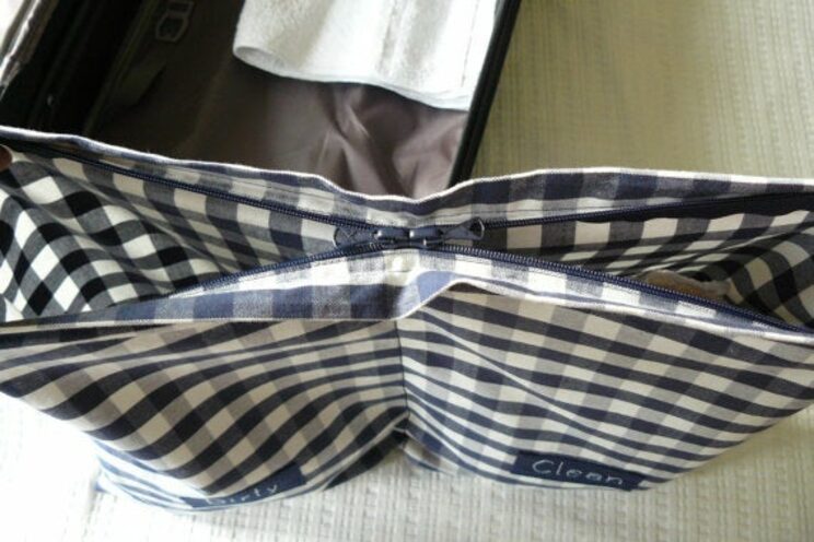 Navy Blue Checker Travel Lingerie Suitcase Organizer Travel Packing Accessories Underwear Bag For Him Her