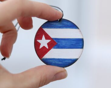 Vlag van Cuba kerstornament, houten gepersonaliseerde Cubaanse bagagelabel, handgeschilderde Cubaanse tag