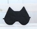 Schwarze Verstellbare Katzenaugenmaske, Schwarze Leinen Augenabdeckung Für Reisen, Reisegeschenke Für Sie