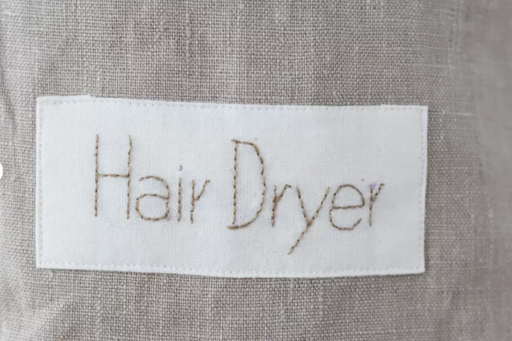 Beige Linen Hair Curler Storage, Hair Dryer Bag For Beach House, Airbnb Blow Dryer Organizer, Hair Curler Storage, Hair