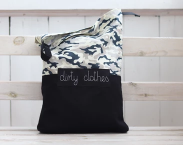 Dirty clothes bag with name, military camo pattern Travel lingerie bag, travel accessories for him, travel laundry bag camouflage cotton