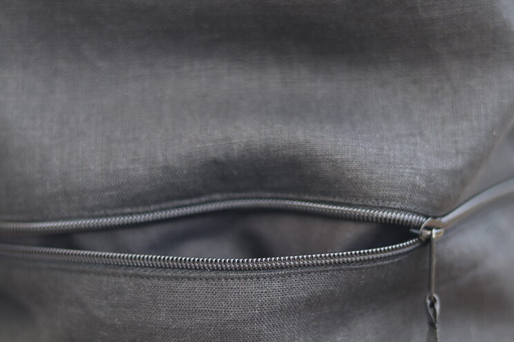 Elegant Black Linen Drawstring Backpack Bigger Size