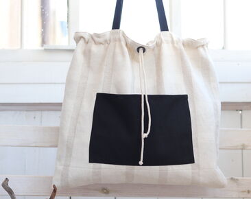 Large Beach bag cotton fabric, Utility tote, Simple casual bag with pockets for work 