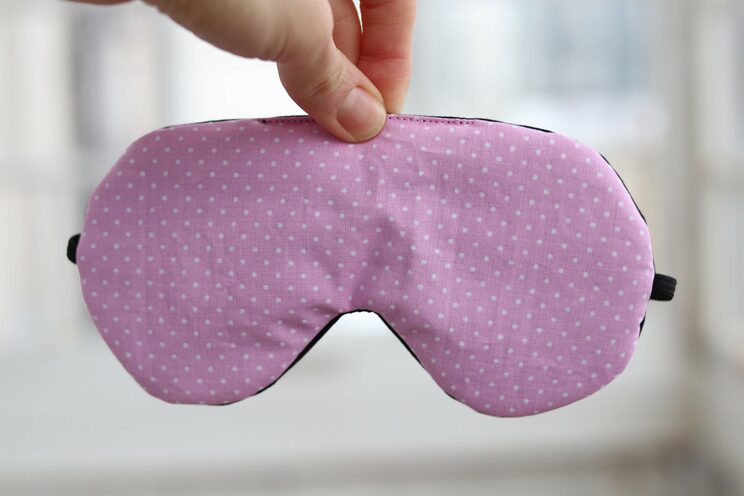 Pink Adjustable Sleeping Eye Mask,  Organic Eye Cover For Travel, Dots Cotton Travel Gifts