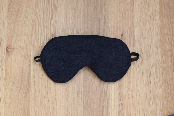 Adjustable Sleeping Eye Mask, Black Linen Both Sides Eye Cover For Travel, Travel Gifts Gor Him Or Her