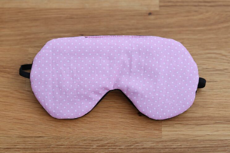 Pink Adjustable Sleeping Eye Mask,  Organic Eye Cover For Travel, Dots Cotton Travel Gifts