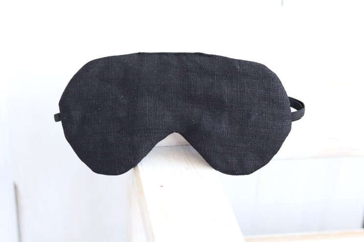 Adjustable Sleeping Eye Mask, Black Linen Both Sides Eye Cover For Travel, Travel Gifts Gor Him Or Her