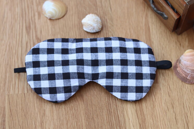 Adjustable Sleeping Eye Mask, Black And White Checker Cotton Travel Gifts, Organic Eye Cover For Travel 