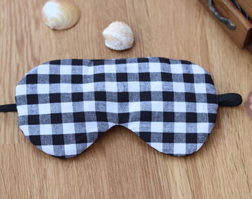 Adjustable sleeping eye mask, black and white checker cotton travel gifts, Organic Eye cover for Travel 
