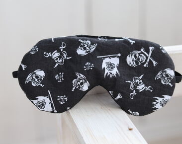 Adjustable sleeping eye mask, Skulls cotton travel gifts for him, Black Pirate pattern, Eye cover for Travel