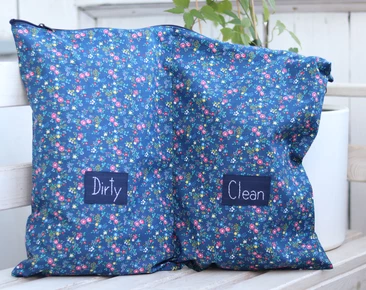 Dirty Clean bag blue floral, Travel organizer, clothes organizer, packing organizer, travel accessories, underwear organizer