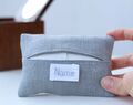 Personalized Travel Tissue Holder, Wedding Gift, Elegant Gray Linen 50th Birthday Idea, Gifts For Mom, Tissue Pocket