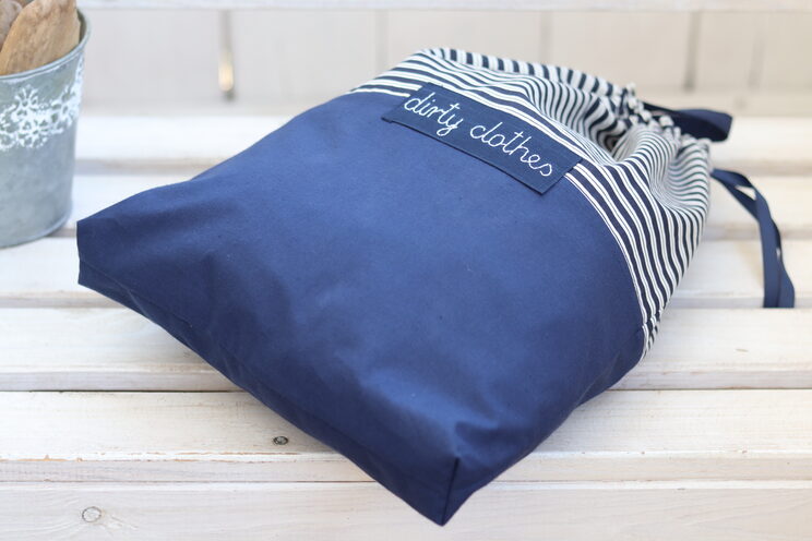 Monogrammed Travel Laundry Bag, Stripes Travel Lingerie Personalized Gift, Travel Accessories With Custom Label