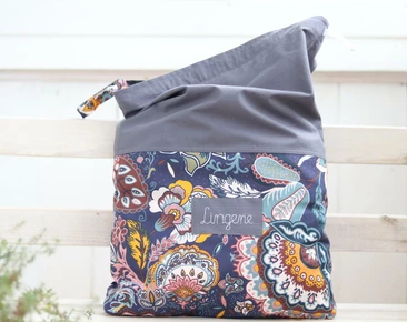 Reise-Dessous-Tasche mit Namen, schmutzige Kleidungstasche aus Baumwolle, Reiseaccessoires für Kinder, orientalische Blumenreise-Wäschetasche, Unterwäschetasche